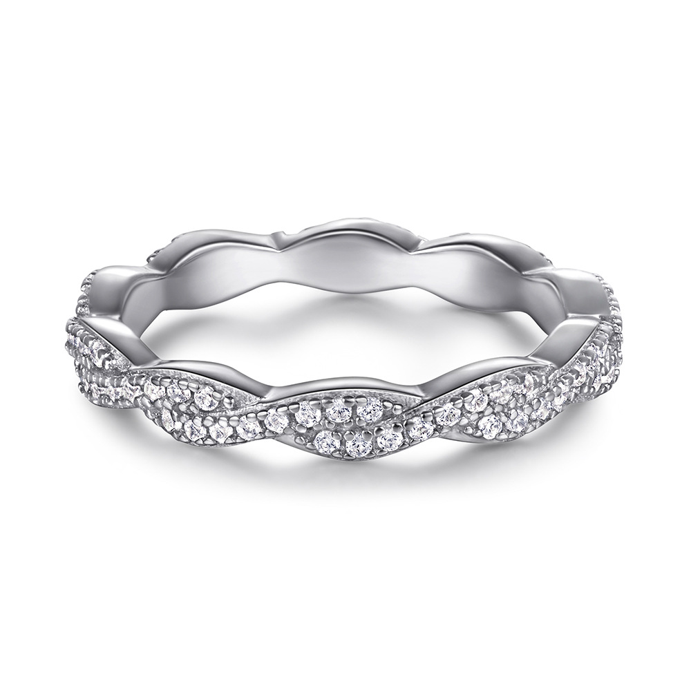 Trendy Eternity Finger Ring in S925 Silver with Moissanite